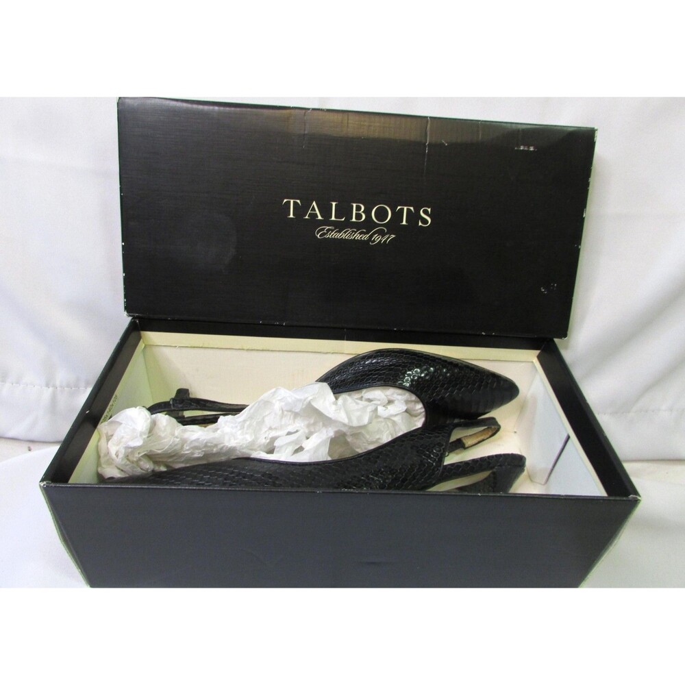 Talbots Shoes Womens Size 9.5M Darci3E Leather Slingback Heels Dressy Dark